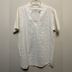 ASHA Off White Short Sleeve Embroidered Top/Tunic